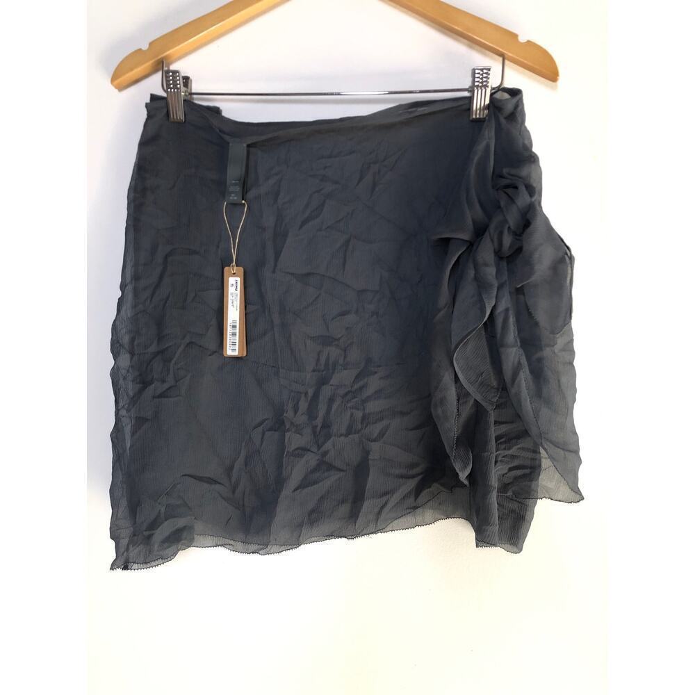SKIMS Crinkle Silk Chiffon Cover Up Skirt in Gunmetal Gray NWT Size 4X